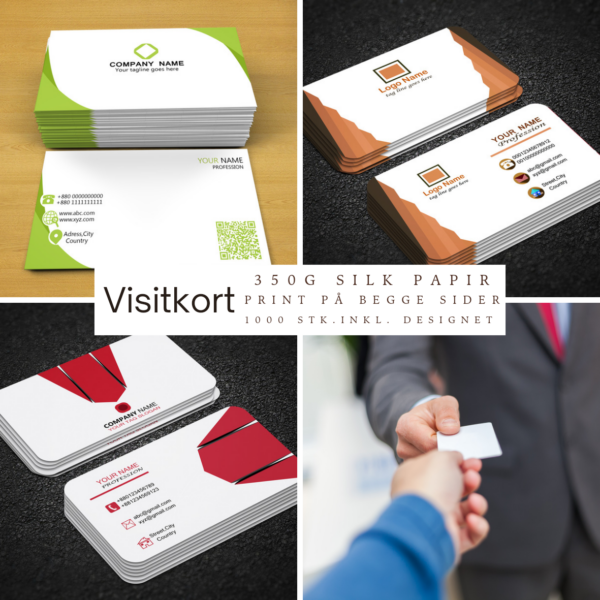 1000 stk. Visitkort 350G Print på begge sider